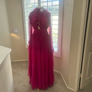 Diamond For Eden Fuchsia Pink Cut out Back oversized Sleeves Maxi dress.‎ Medium